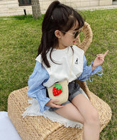 Cute Cartoon Cherry Kids Woven Crossbody Bag